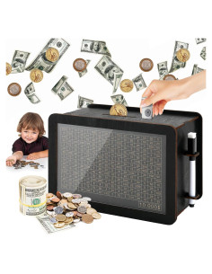 Caja de Ahorros de Madera MAMGRROAT Negra 21x11.5x14.5 cm