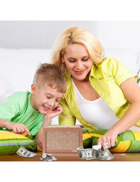 Caja de Ahorro de Dinero MoliDow 2 Packs Madera 10,000 Objetivos