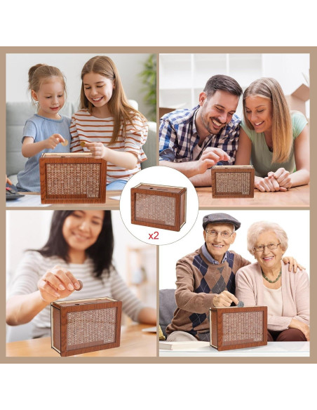 Caja de Ahorro de Dinero MoliDow 2 Packs Madera 10,000 Objetivos