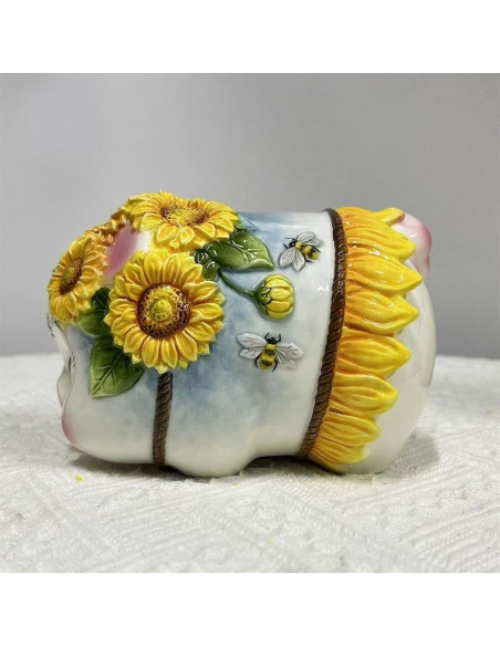 Hucha de Cerámica Pequeña FORLONG Cerdo 3D Girasol Amarillo