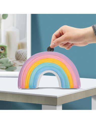 Alcancía de Cerámica Arcoíris IMIKEYA para Niños 17.8cm