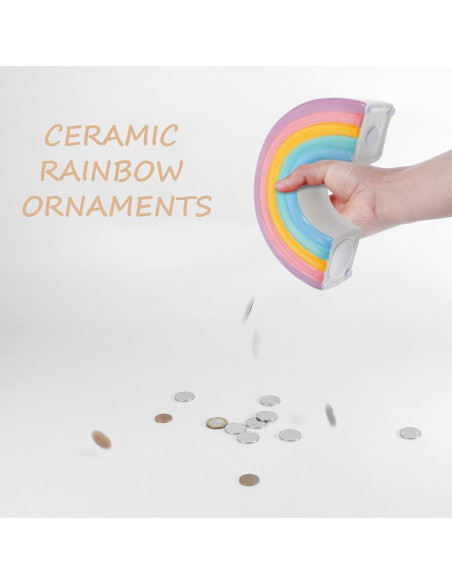 Alcancía de Cerámica Arcoíris IMIKEYA para Niños 17.8cm