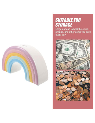 Alcancía de Cerámica Arcoíris IMIKEYA para Niños 17.8cm