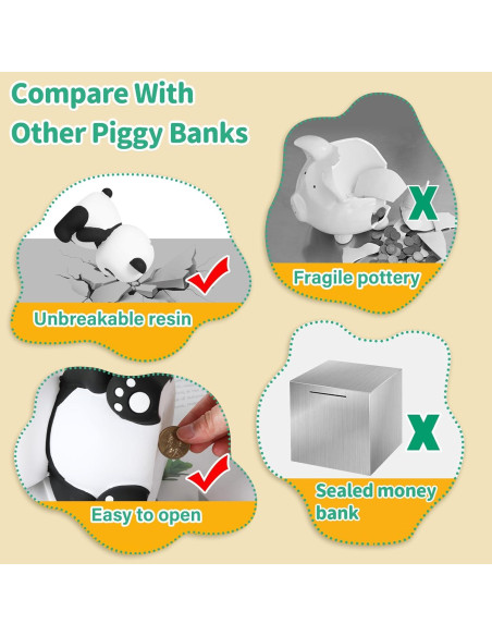 Banco de Dinero Panda H&W Irrompible 22x14x15 cm