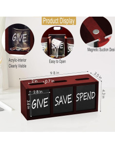 Caja de Ahorro de Madera ZRAYU - Alcancía para Adultos y Niños 2