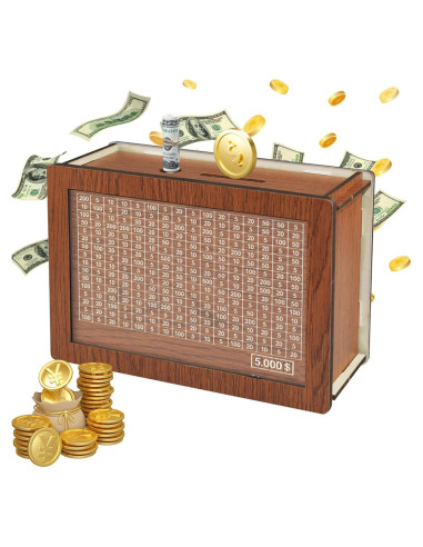 Hucha de Madera HD1688 para Ahorro con Contador 20x14.5x7.6cm