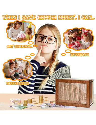 Hucha de Madera HD1688 para Ahorro con Contador 20x14.5x7.6cm