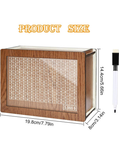 Hucha de Madera HD1688 para Ahorro con Contador 20x14.5x7.6cm