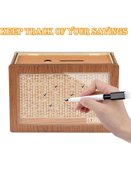 Hucha de Madera HD1688 para Ahorro con Contador 20x14.5x7.6cm