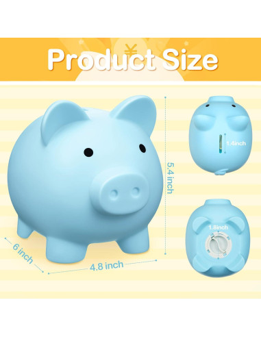 Paquete de 6 Alcancías de Plástico Cerdo Coloridas 15.24 cm