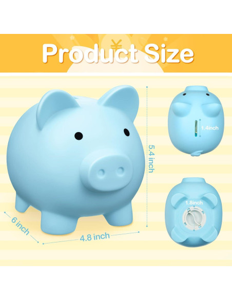 Paquete de 6 Alcancías de Plástico Cerdo Coloridas 15.24 cm