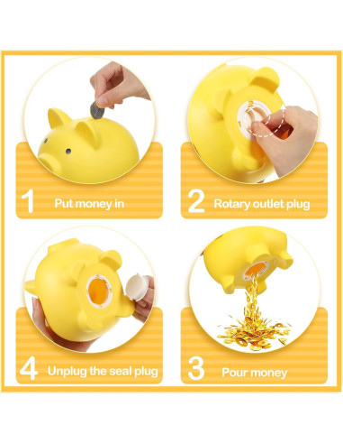 Paquete de 6 Alcancías de Plástico Cerdo Coloridas 15.24 cm