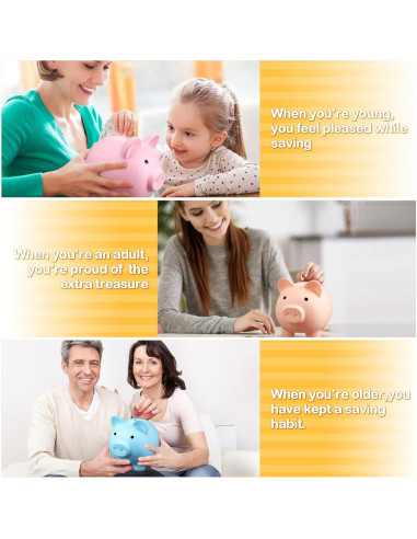 Paquete de 6 Alcancías de Plástico Cerdo Coloridas 15.24 cm