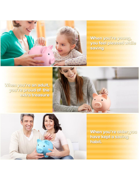 Paquete de 6 Alcancías de Plástico Cerdo Coloridas 15.24 cm