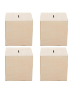 Alcancía de Madera Sin Terminar Vaguelly 4 Piezas DIY 10 cm
