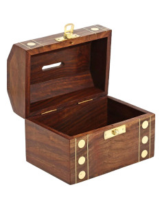 Banco de Dinero de Madera Ajuny 12.7x8.9x8.9 cm Diseño Vintage 2