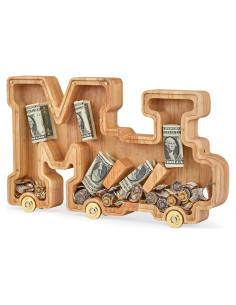 Banco de Dinero de Letras de Madera NBTORCH para Niños