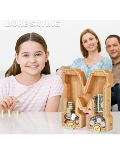 Banco de Dinero de Letras de Madera NBTORCH para Niños 2