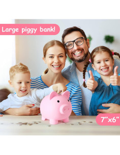 Alcancía Irrompible Rosa FD-61 18x16.5 cm para Niños 2