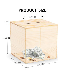 Banco de Ahorro HCHANGEN de Madera Natural 12 cm 2