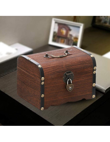 Hucha de Madera Tookie con Cerradura Vintage 14x15x20cm