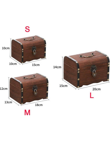 Hucha de Madera Tookie con Cerradura Vintage 14x15x20cm