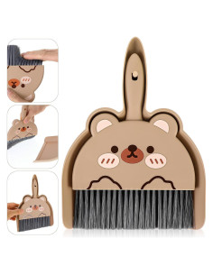 Juego de Escoba y Recogedor Ouligay Mini Oso Marrón