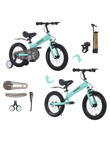 Bicicleta de Equilibrio 3-en-1 BALINGE 14" Verde Claro