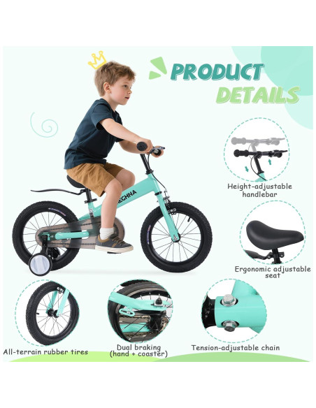 Bicicleta de Equilibrio 3-en-1 BALINGE 14" Verde Claro