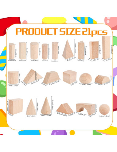 21 Bloques de Madera Geométricos 3D Kugliwa para Niños