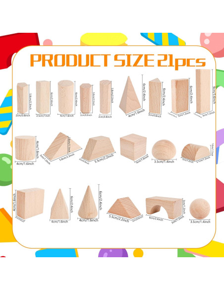 21 Bloques de Madera Geométricos 3D Kugliwa para Niños
