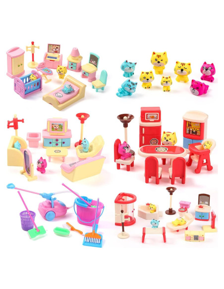 59 Piezas Accesorios Muebles Casa de Muñecas Chalyna