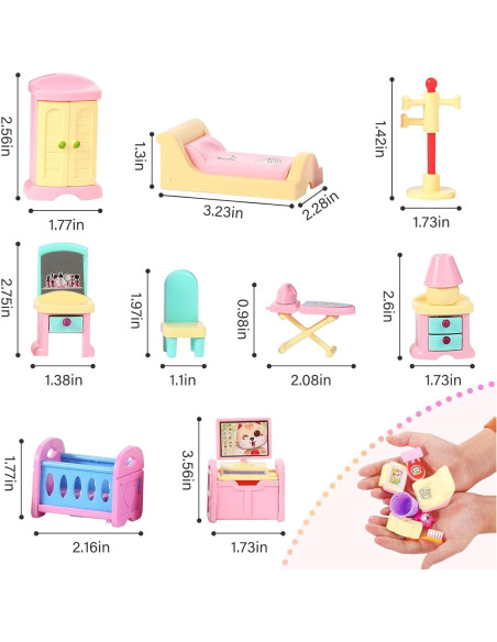 59 Piezas Accesorios Muebles Casa de Muñecas Chalyna