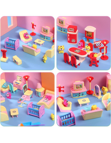 59 Piezas Accesorios Muebles Casa de Muñecas Chalyna