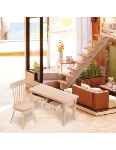 Conjunto de Muebles de Casa de Muñecas JOINPAYA - Mesa y Sillas Miniatura