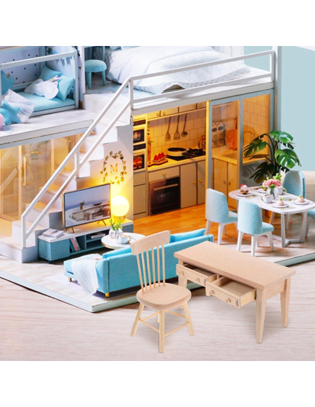 Conjunto de Muebles de Casa de Muñecas JOINPAYA - Mesa y Sillas Miniatura