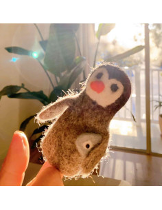 Títere de Dedo Pingüino Hecho a Mano Ganapati Crafts 10 cm 2