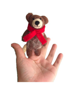 Títere de dedo de oso de miel Ganapati Crafts 10 cm 100% lana