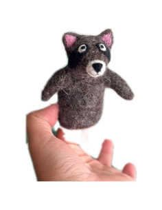 Títere de dedo de mapache hecho a mano Ganapati Crafts 10 cm