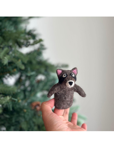 Títere de dedo de mapache hecho a mano Ganapati Crafts 10 cm