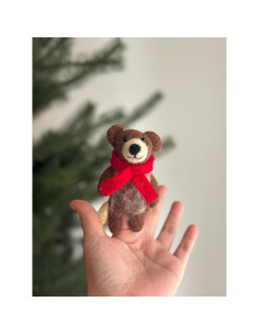 Títere de dedo de oso de miel Ganapati Crafts 10 cm 100% lana 2