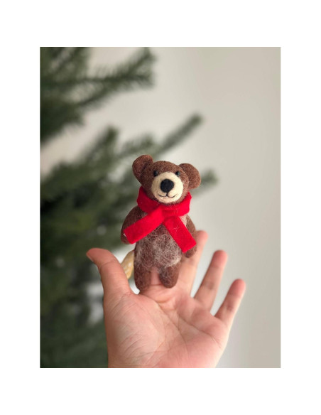 Títere de dedo de oso de miel Ganapati Crafts 10 cm 100% lana