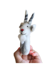 Títere de dedo de cabra blanca Ganapati Crafts 10 cm
