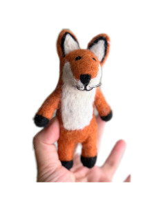 Títere de Dedo Zorro Rojo Hecho a Mano - Juguete Ecológico
