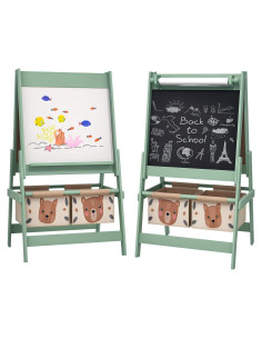 Caballete de Arte Qaba 3 en 1 para Niños Verde con Pizarra