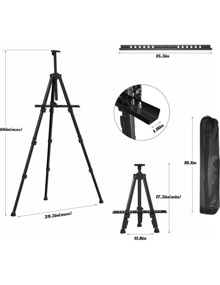 Caballete de Pintura Aredy Ajustable 43.9-167.6 cm Metal