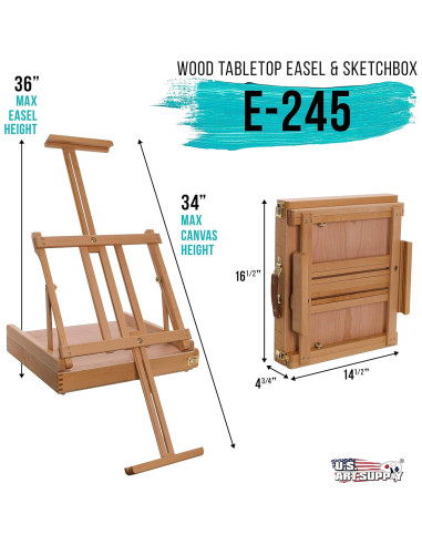 Caballete de Madera Ajustable Suministro de Arte USA 36"