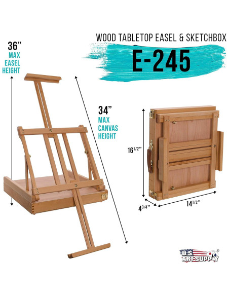 Caballete de Madera Ajustable Suministro de Arte USA 36"