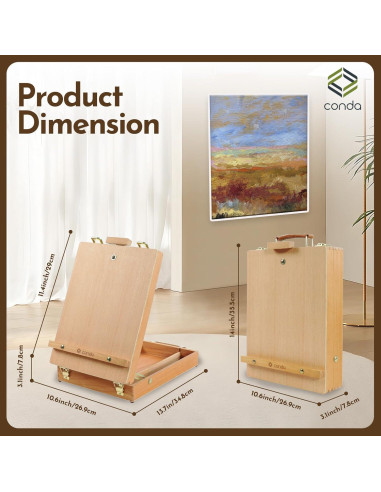 Caballete de Mesa Ajustable CONDA - Caja de Dibujo de Madera