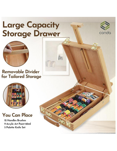 Caballete de Mesa Ajustable CONDA - Caja de Dibujo de Madera